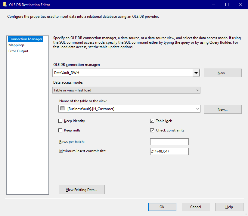 Output Destination Connection Manager