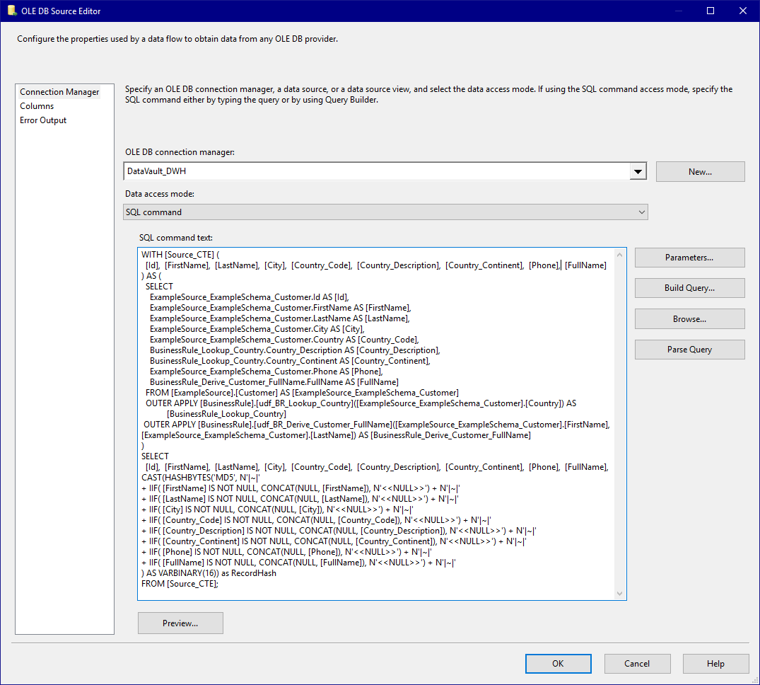 Output Source Connection Manager