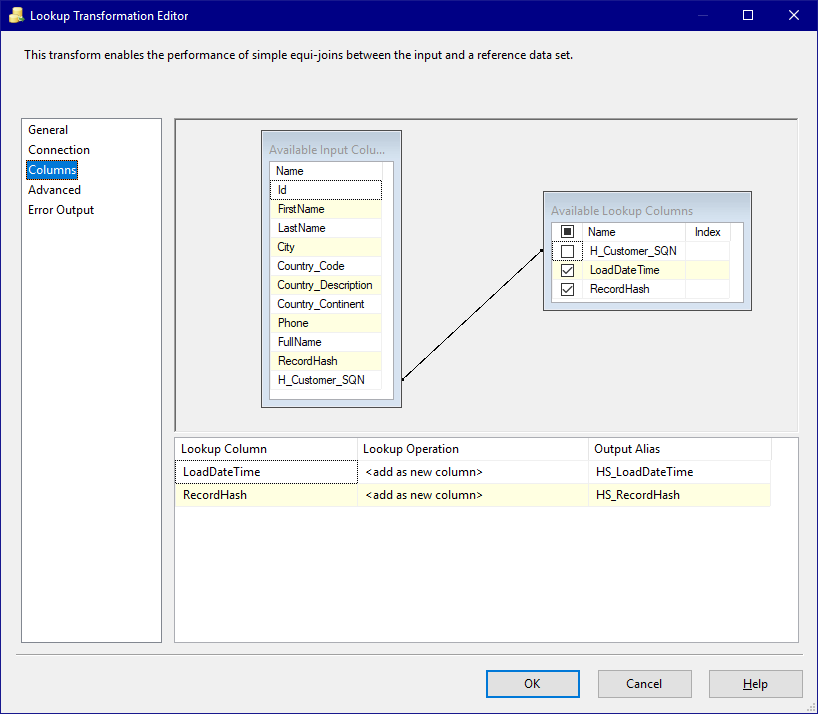 Output Lookup Columns